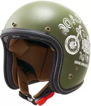MARUSHIN Motorcycle Helmet Jet MCJ5 Road Fork Open Jet Matte Olive XL Size 3006549 (61-62cm)