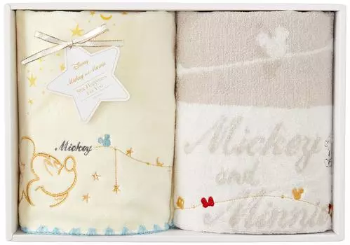 Marushin Towel 1 Hand Towel and 1 Face Star 2275027300 Gift, Greeting, Moving, Disney, Towel, Happiness, DS-8518,