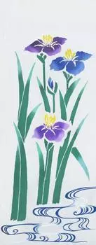 Maruzen Chusen Tenugui Hand Iris 37x98cm Towel, Pattern, 265cm,