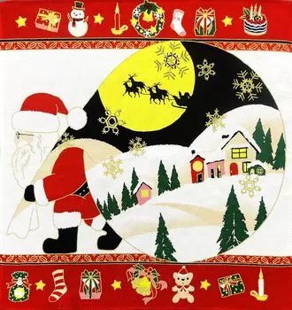 Maruzen Furoshiki Crepe Width Santa Claus White 48 x 48 cm Approx.