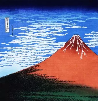 Maruzen Furoshiki Хлопок Furoshiki Hokusai Red Fuji 50 x 50 см Прибл.