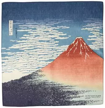 Maruzen Japanese Goods Cotton Furoshiki Hokusai Red Fuji No101 5050cm