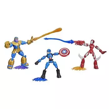 Marvel Avengers Bend and Flex Железный человек Капитан Америка Танос Гибкая фигурка с 9 аксессуарами 3 шт. в упаковке
