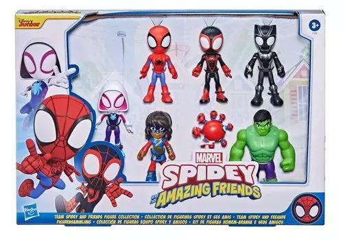 Marvel His Amazing Friends Фигурки Супергерой Злодей Герой Набор Черный 4 Дюйма Человек-Паук и + (Выберите рисунок) (паук (7 фигур)) чёрный