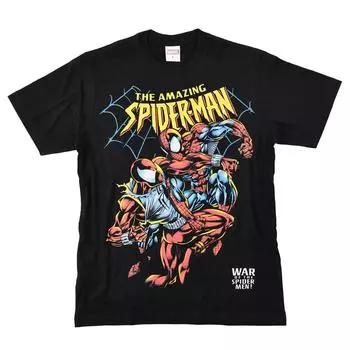 MARVEL Marvel с коротким рукавом Мстители Веном Американские комиксы Персонаж Товары Представлены Черная футболка размера L с изображением Человека-паука для мужчин [Товар] чёрный