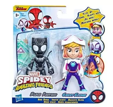 Marvel Spider Amazing Friends Фигурки Супергерои Злодеи Ваш Пантера Призрак Паук и + (Выберите рисунок) (Черный и 2 шт. в упаковке (4-дюймовый) чёрный