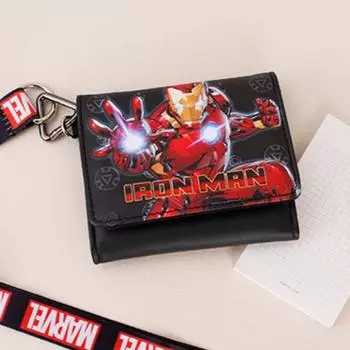 Marvel Spider-Man Железный человек Транспортная карта Кошелек с персонажем Кошелек для карт Кошелек с персонажем 3-уровневый кошелек с ожерельем
