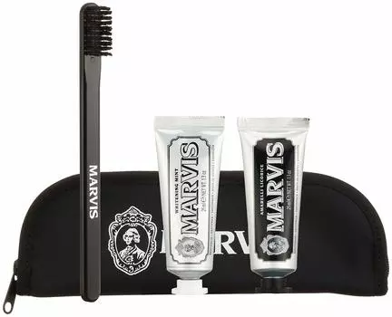 MARVIS Travel Set Double Flavors Portable Oral Care Gift Set Made in Italy Зубная паста/зубная щетка/пакетик с белой мятой и ликёрами
