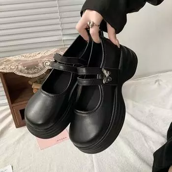 Mary dress women s shoes summer new muffin thick-soled shallow mouth small leather shoes college style JK bright love 35