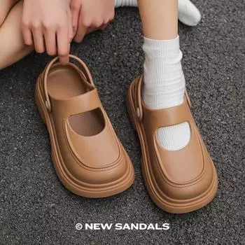 Тапочки Мэри Джейн Баотоу женские летние ретро ЭВА уличные нескользящие бытовые мягкие пляжные тапочки сандалии 35 белый