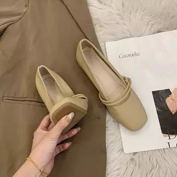 Mary Jane fairy with skirt small leather ladyshoes female 2024 spring and autumn new niche temperament late evening breeze grandma single shoes 35