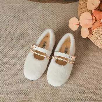 Mary Jane French fluffy shoes women s winter wear platform Internet celebrity Doudou shoes velvet cotton shoes large size women s shoes 41-43 34