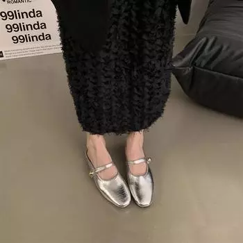 Mary Jane half slippers 2025 spring and summer one pedal new Chinese single shoes lazy loafer bag head slippers French women s shoes 35 абрикосовый