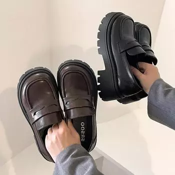 mary jane heels Women Loafers 2024 Spring Platform Women s Shoes Fashion JK Lolita shoes Soft Soled Student Office Leather Shoes 4.5 чёрный