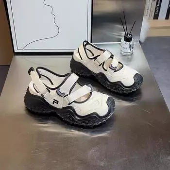 Mary Jane niche retro ugly cute shoes women s summer Velcro thick-soled hollow sports sandals 35