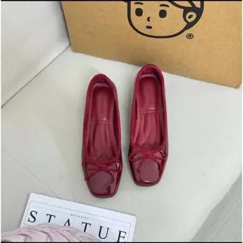 Mary Jane red inner height increase 5cm single shoes women s spring new skirt shallow mouth ballet shoes 34