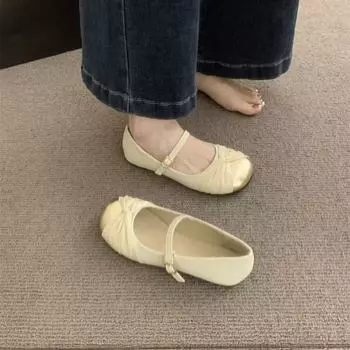 Mary Jane shoes 2025 new spring soft leather shallow mouth niche single shoes women s soft sole with fairy style grandma shoes 35 хаки