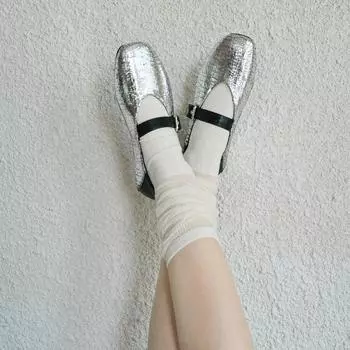 Mary Jane Shoes Female Genuine Leather 2024 New Snap Ballet Shoes Women Square Toe Flat Cowhide Ladies Shoes 35 чёрный