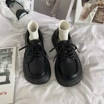 Mary Jane shoes spring and autumn new black lace-up small leather shoes women s leather surface women 35