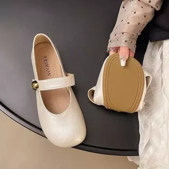Mary Jane shoes white single shoes women s new spring and summer evening gentle matching skirt flat-soled small leather shoes 35