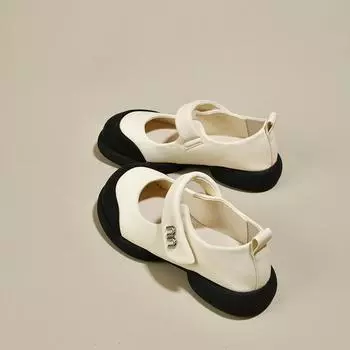 Mary Jane shoes women s 2025 new summer sandals platform-soled small leather shoes Velcro not tired feet women s shoes soft-soled single shoes 35 чёрный