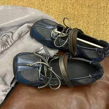 Mary Jane shoes women s new rebellious Velcro flat-bottomed casual versatile single shoes ballet shoes 35