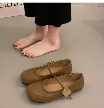 Mary Jane shoes women s shoes spring and autumn new soft sole non-slip soft surface word with shallow mouth single shoes with skirt 35 темно-коричневого
