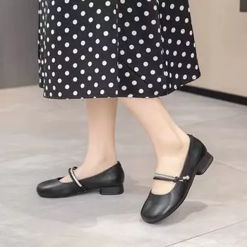 Mary Jane shoes women s spring and summer round head small fresh buckle light mouth single shoes women s flat shoes 35
