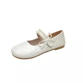Mary Jane Shoes Women s Spring New Vintage Pearl One-Word Band Ballet Flats 35