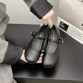 Mary Jane shoes women s spring new thick heel square head lady high-end princess shoes 35