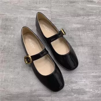 Mary Jane Shoes Women s Spring New Korean Version Round Toe Shallow Mouth Flats Shoes Women Plus Size 43 Women s Shoes 33 чёрный