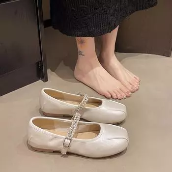 Mary Jane with women s fashion versatile single shoes spring and summer new soft-soled comfortable flat-soled beanie shoes 35