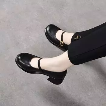 Mary Jane women s shoes spring and autumn new thick heel single shoes British college style round head small leather shoes 35