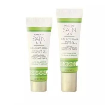 Mary Kay Satin Lip Set — скраб для губ с сахаром ши и бальзамом-маслом, 3 унции. НЕТТО/8г