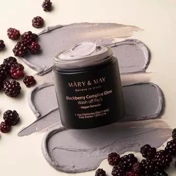 Mary & May Blackberry Complex Glow Wash Off Pack, увлажняющий, KBeauty, корейская косметика, пробник