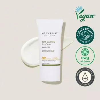 Mary&May Vegan Cica Soothing Sun Cream SPF 50+ PA++++ 50 ml AUTHENTIC STORE