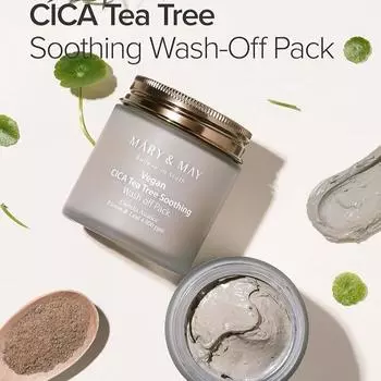 Mary&May Cica Tea Tree Soothing Wash Off Mask Pack 125gr AUTHENTIC STORE