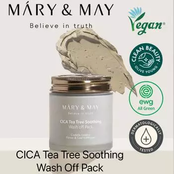 Mary&May CICA Tea Tree Успокаивающая смываемая маска 125 г 125g