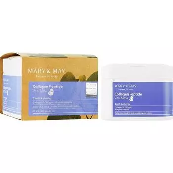 Mary&May Collagen Peptide Vital Mask 30 шт/400 г, Антивозрастное, Увлажняющее, KBeauty, Корейская косметика, пробник