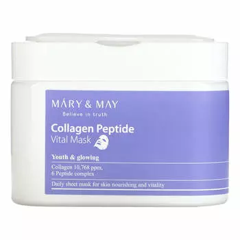 Mary & May, коллагеновые пептиды, маска Vital Beauty, 30 листов, 400 г (14,1 унции) каждый