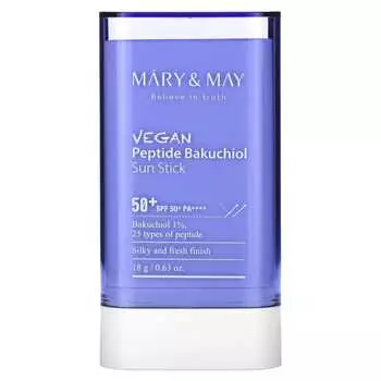 Mary & May, Солнцезащитный карандаш Vegan Peptide Bakuchiol, SPF 50+ PA++++, 18 г (0,63 унции)
