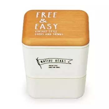 Masakazu Lunch Box Wood Grain x White Approximately Length 10 x Width 10 x Height 11cm Square Nest Lunch 600ml Made in Japan FREE&EASY 43-78702-1