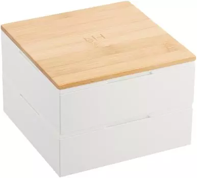 Masakazu Showa NH home 15 см двойная коробка для бэнто 2 яруса с внутренней крышкой простая белая отпускная сакура любование спортивным днем одзю бамбук 850 мл x 2 белый