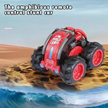 Машина-амфибия с дистанционным управлением, необычная, 4WD, трюковая, радиоуправляемая машина, 2,4 ГГц, водонепроницаемая, вращающаяся, игрушка в подарок, Pla красный
