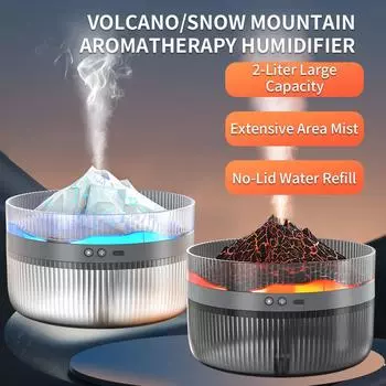 Машина для ароматерапии Volcano, многофункциональный увлажнитель воздуха Flame Humidifier 2L, большая емкость, диффузор духов, ночник, атмосфера, прохладный туман