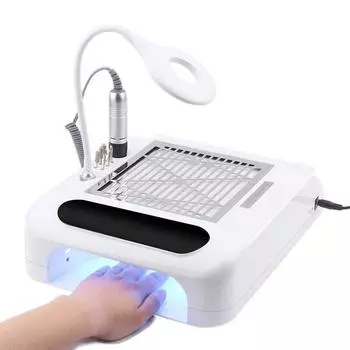 Машина для дизайна ногтей «Шесть в одном», 48 Вт, машина для фототерапии, полирующий пылесос, ящик для хранения освещения, ручная подушка, универсальная машина EU Plug