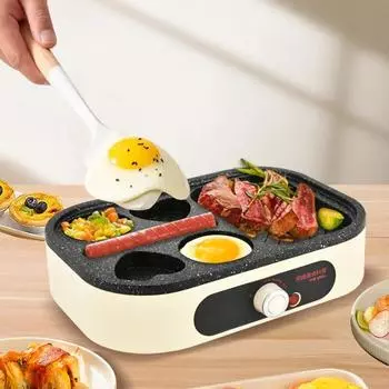 Машина для кейтеринга 1 шт. 6-в-1 Машина для приготовления завтрака Омлет Гамбург Стейк Многофункциональная Паровая Варка Гриль Все в одном Для Домашнего Использования 20*30cm белый