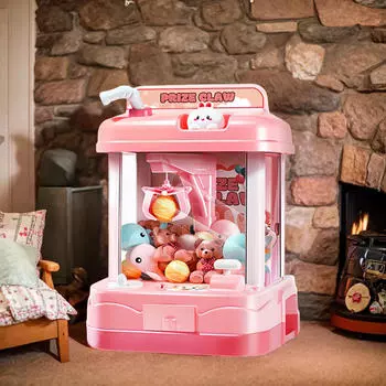 Машина для когтей Настольная игра Ручной захват Кукла Игрушка Мини Электронная аркада 60S Количество розовый