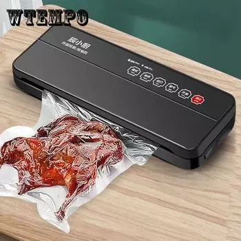 Машина для консервирования пищевых продуктов. Пылесос для пластиковых пакетов. Небольшая вакуумная машина. Бытовая/коммерческая вакуумная упаковочная машина. чёрный