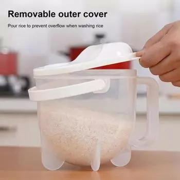 Машина для мойки риса, легко чистящееся мелкоячеистое сито, быстрое дренажное сито для мытья риса для домашней кухни белый